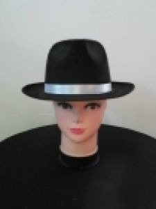 Hats / Tiara's / Masks - Trilby hat - black with white band